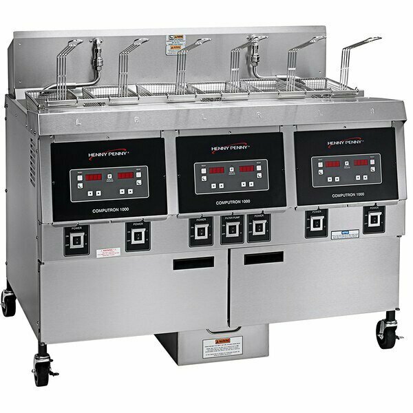 Henny Penny OFG-323 3-Well Liquid Propane Open Fryer with Computron 1000 Controls - 255000 BTU 853OFG32309